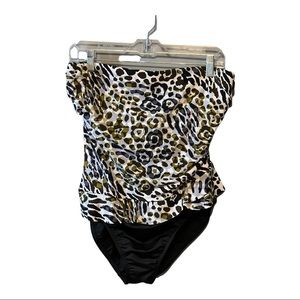 Magic Suit Swimsuit - Black Leopard Print One Piece Strapless Tankini